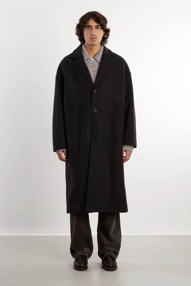 Fenté 125 Oversized Wool Coat – Dark Heather Grey | Centre Commercial