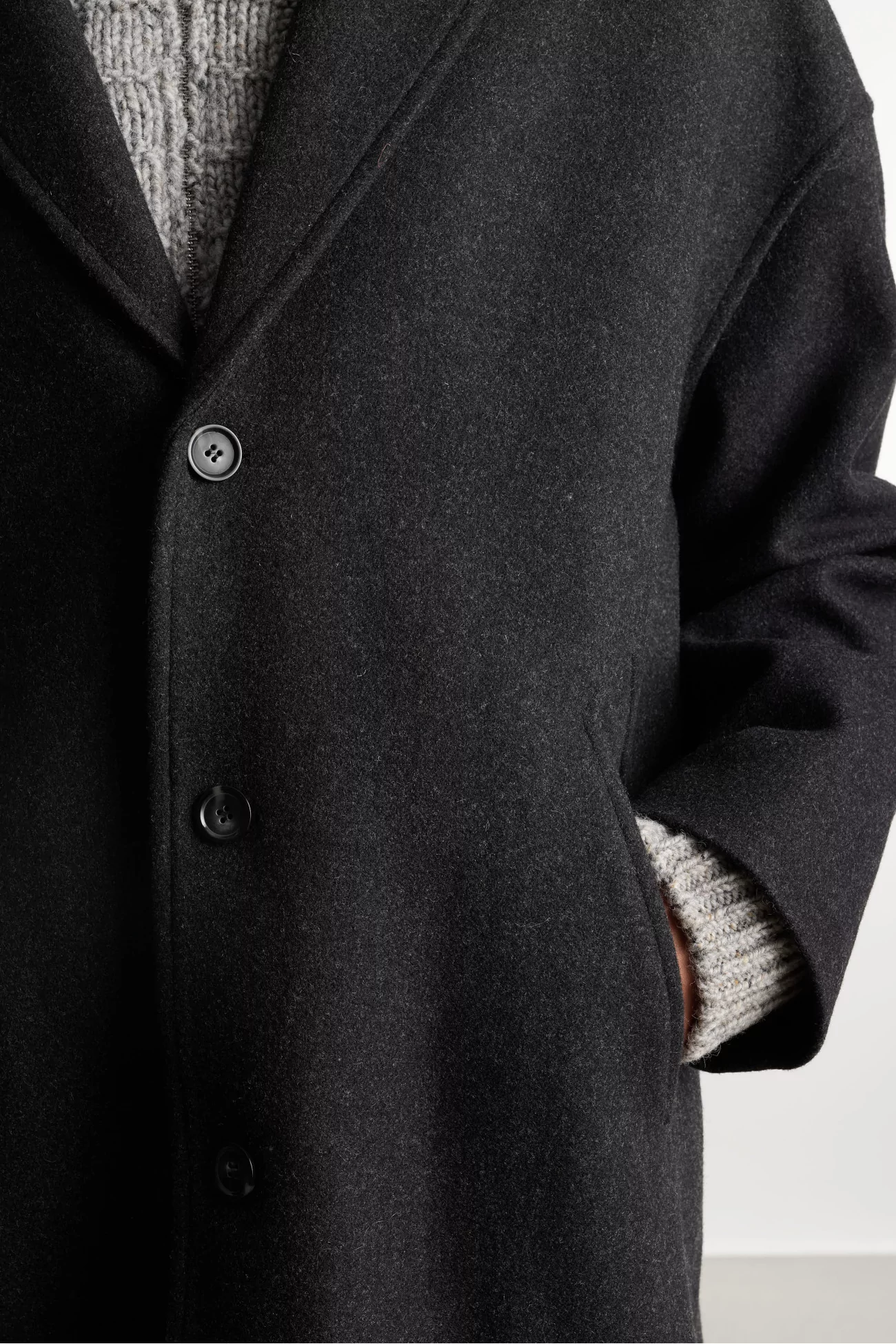 Fenté 125 Oversized Wool Coat – Dark Heather Grey | Centre Commercial