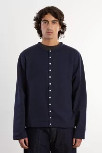 agnès b. Organic Cotton Fleece Snap Cardigan – Nuit | Centre Commercial