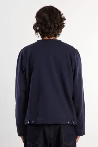 agnès b. Organic Cotton Fleece Snap Cardigan – Nuit | Centre Commercial