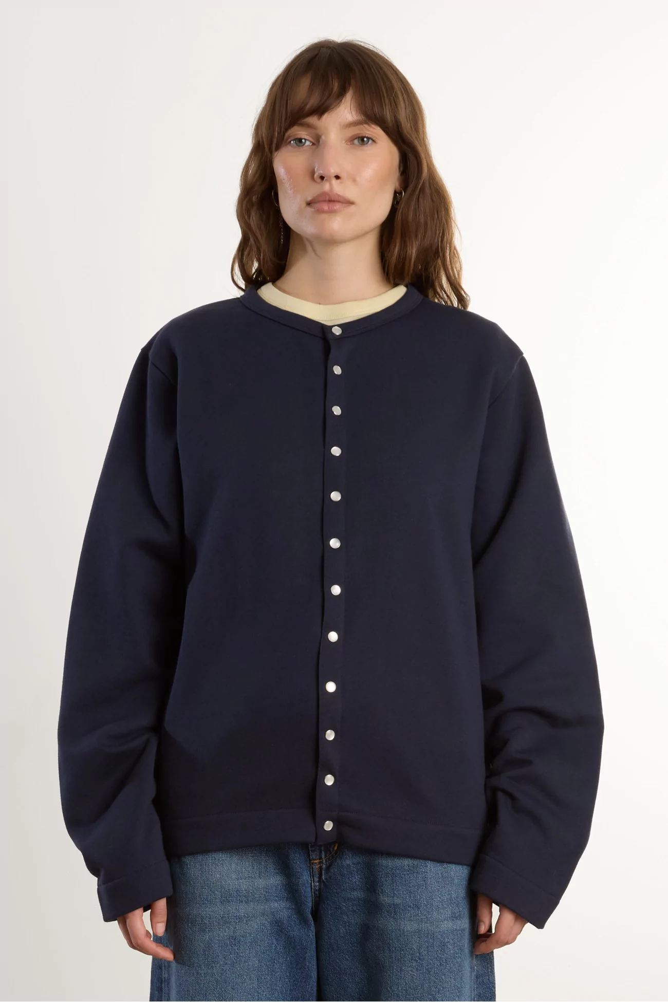 Cardigan Pression Molleton Coton Bio agnès b. – Nuit | Centre Commercial