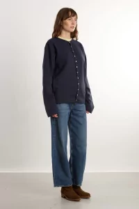 Cardigan Pression Molleton Coton Bio agnès b. – Nuit | Centre Commercial
