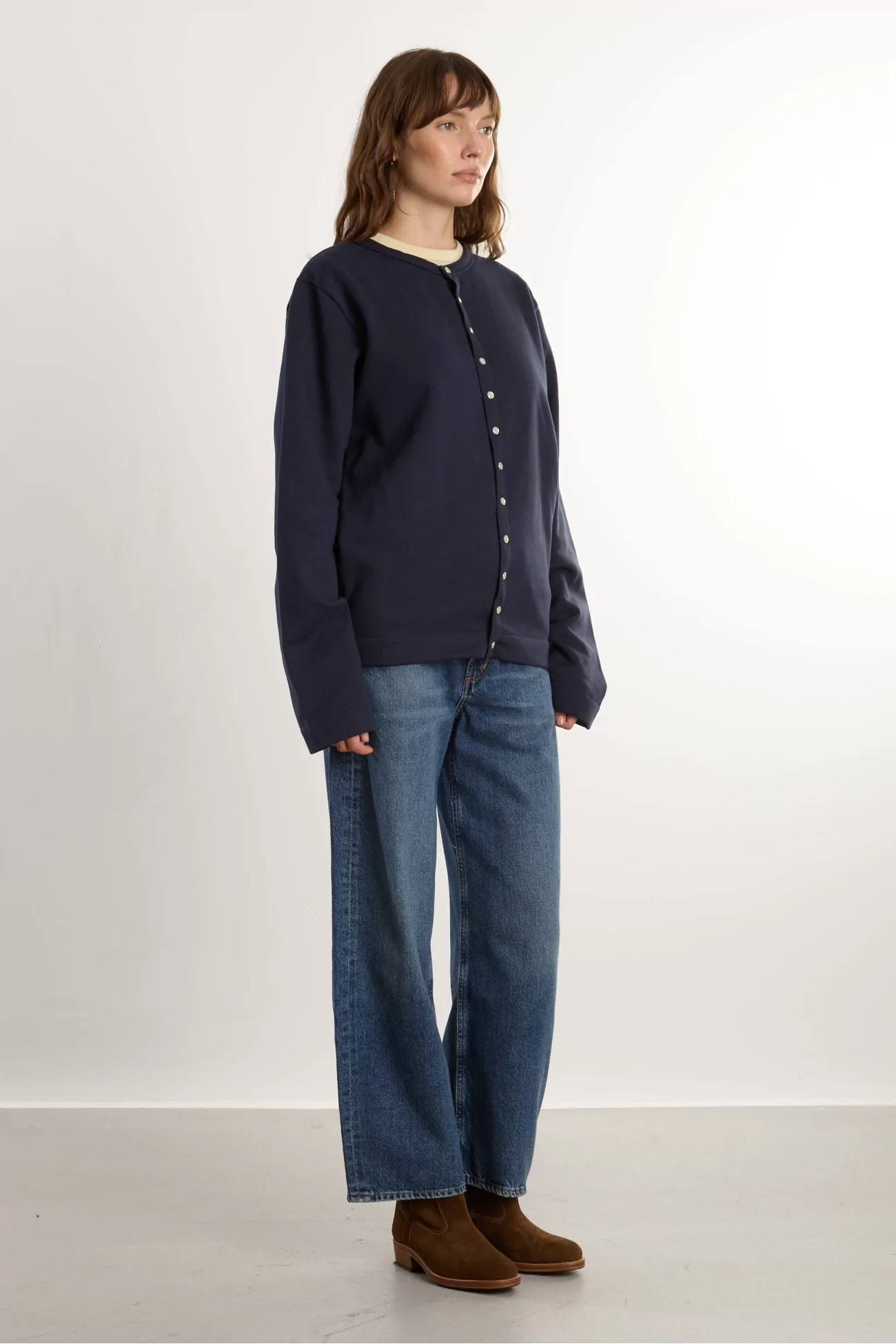 Cardigan Pression Molleton Coton Bio agnès b. – Nuit | Centre Commercial