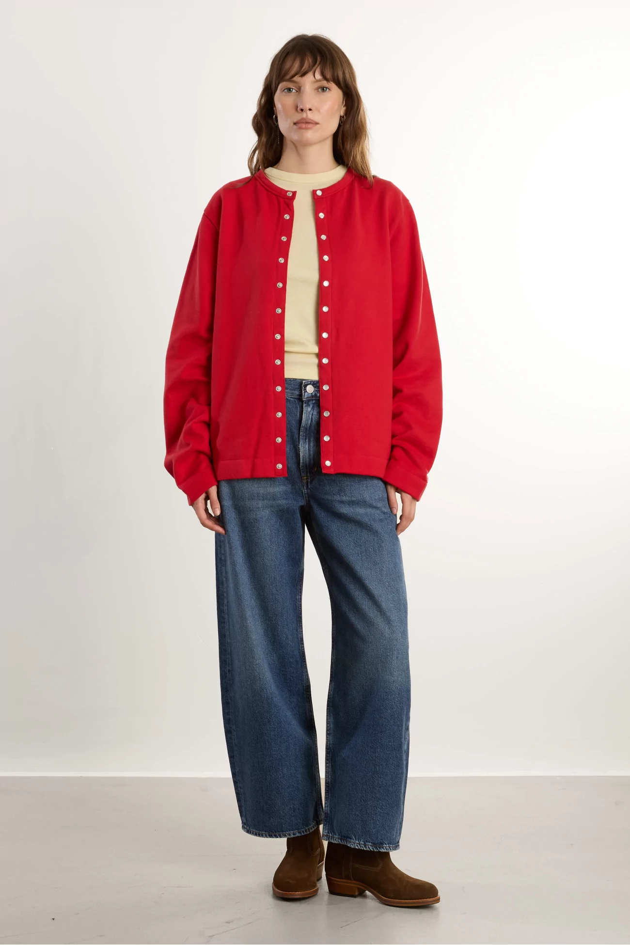 agnès b. Organic Cotton Fleece Snap Cardigan – Garance | Centre Commercial