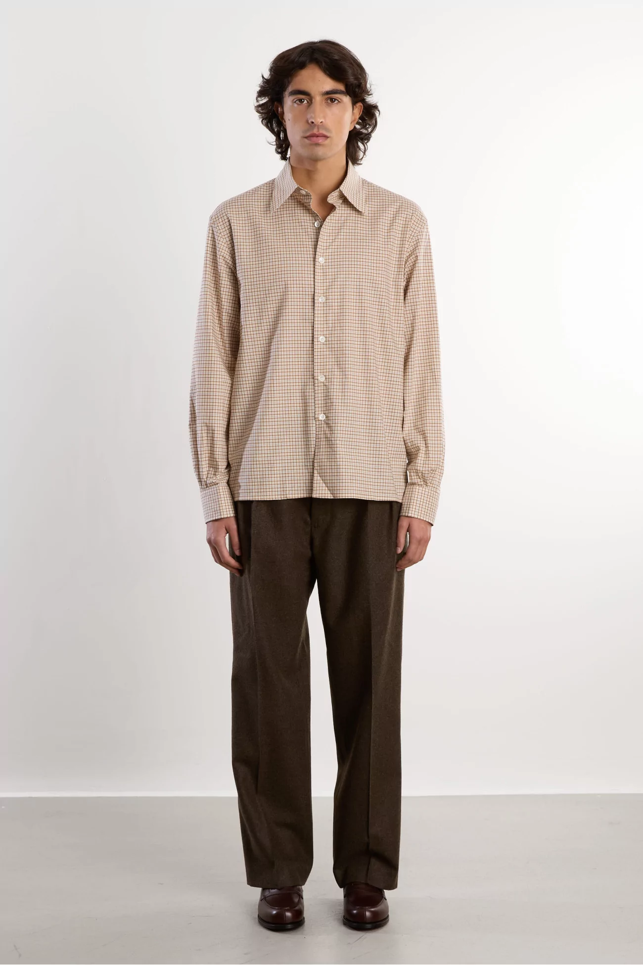 Camisas Manolo Poplin Checks Shirt – Beige/Camel | Centre Commercial