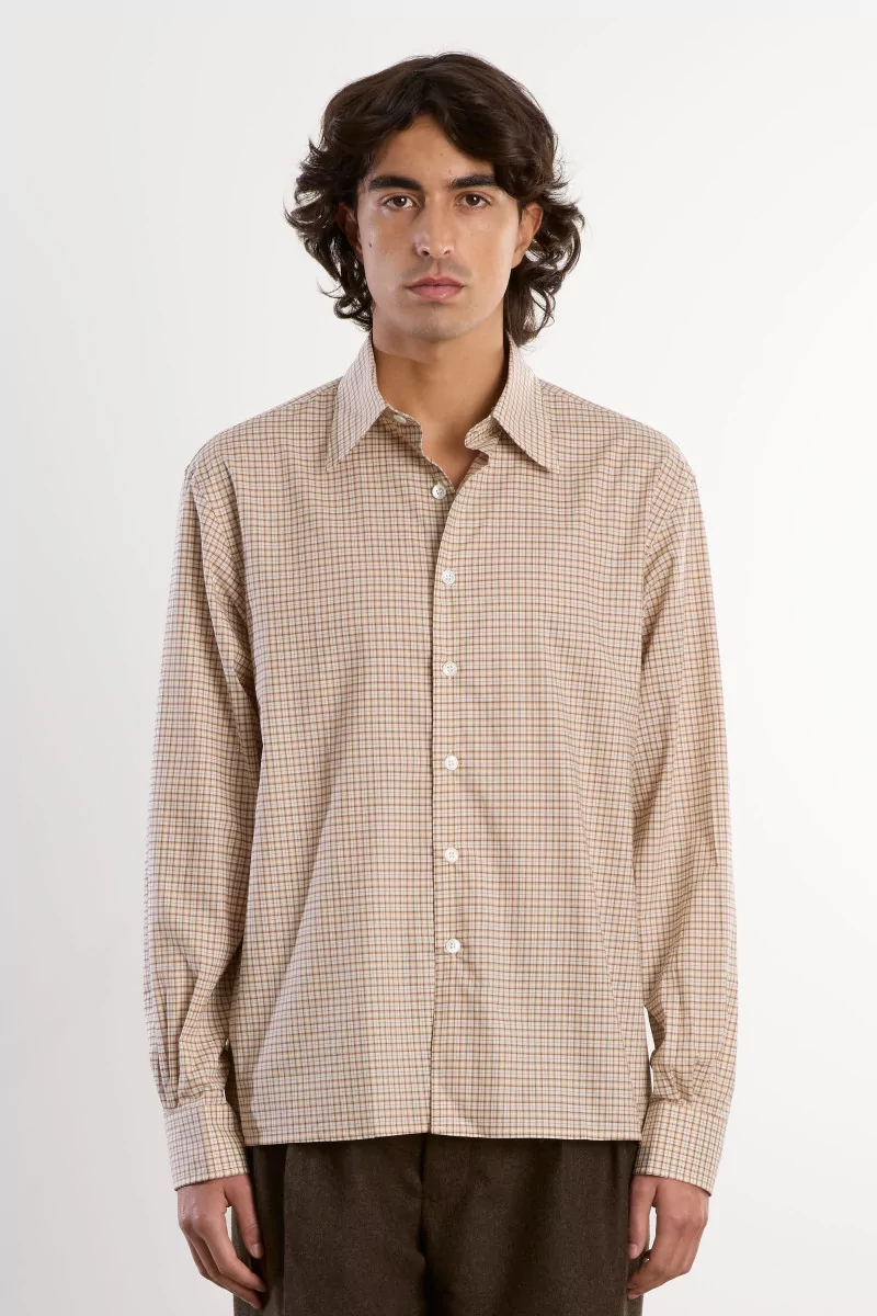 Camisas Manolo Poplin Checks Shirt – Beige/Camel | Centre Commercial