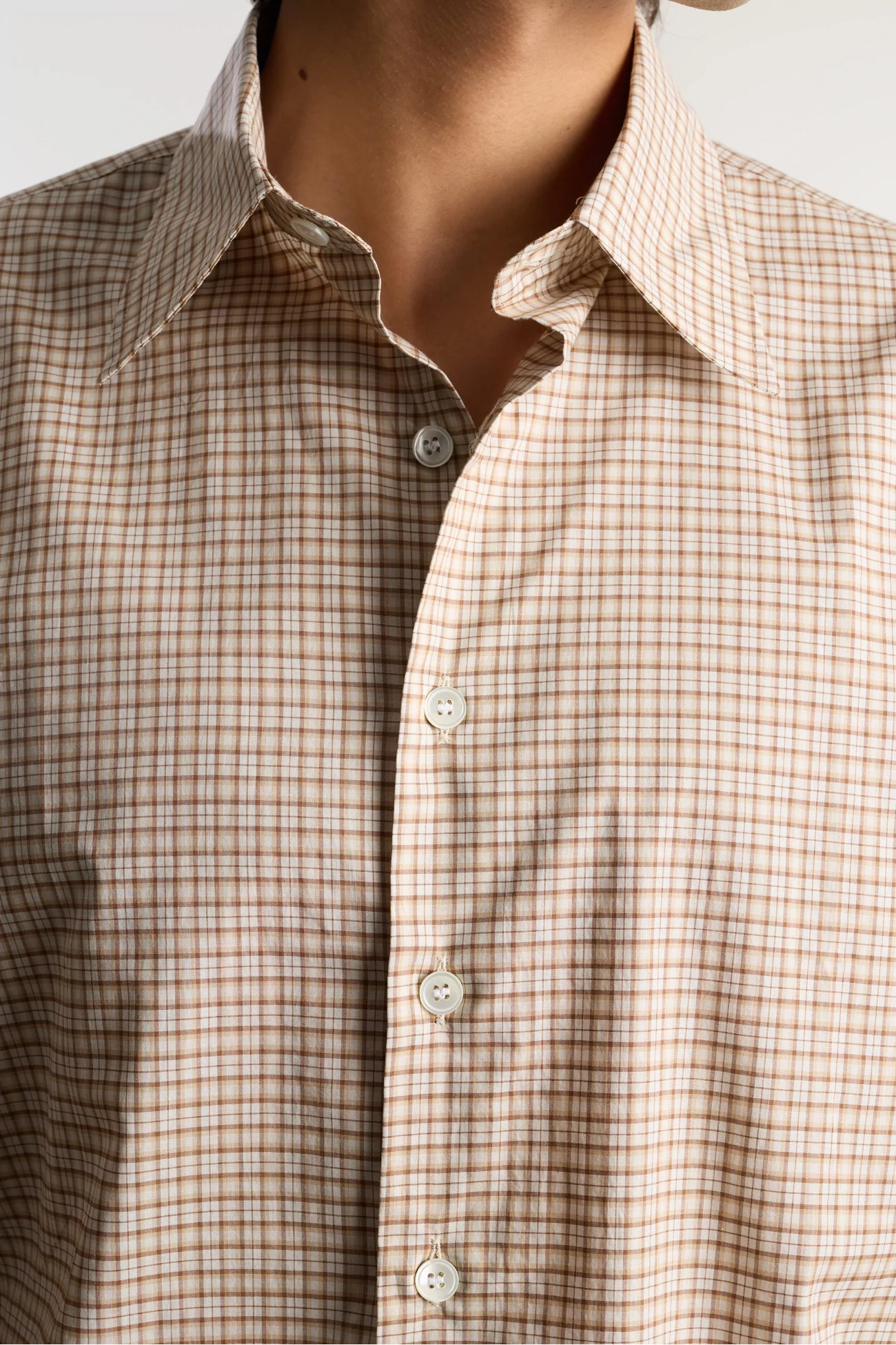 Camisas Manolo Poplin Checks Shirt – Beige/Camel | Centre Commercial