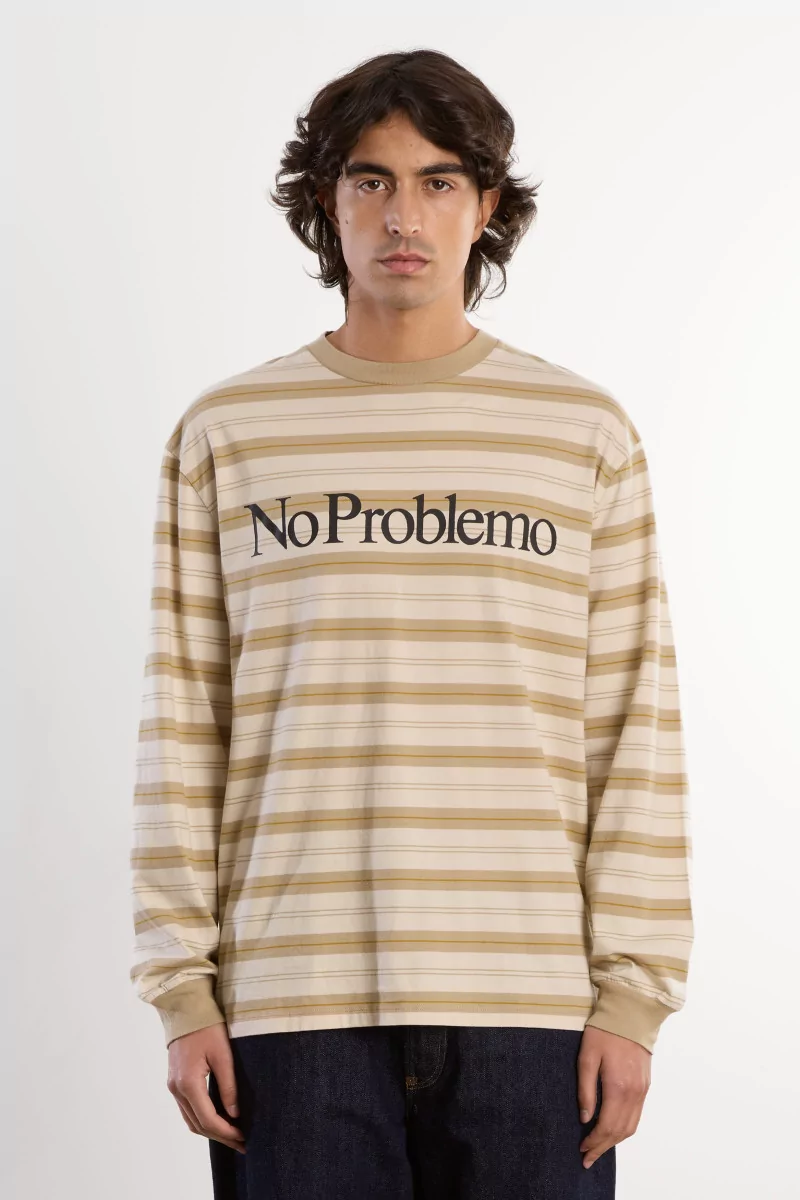 No Problemo Striped Long Sleeve Tee – Sand | Centre Commercial