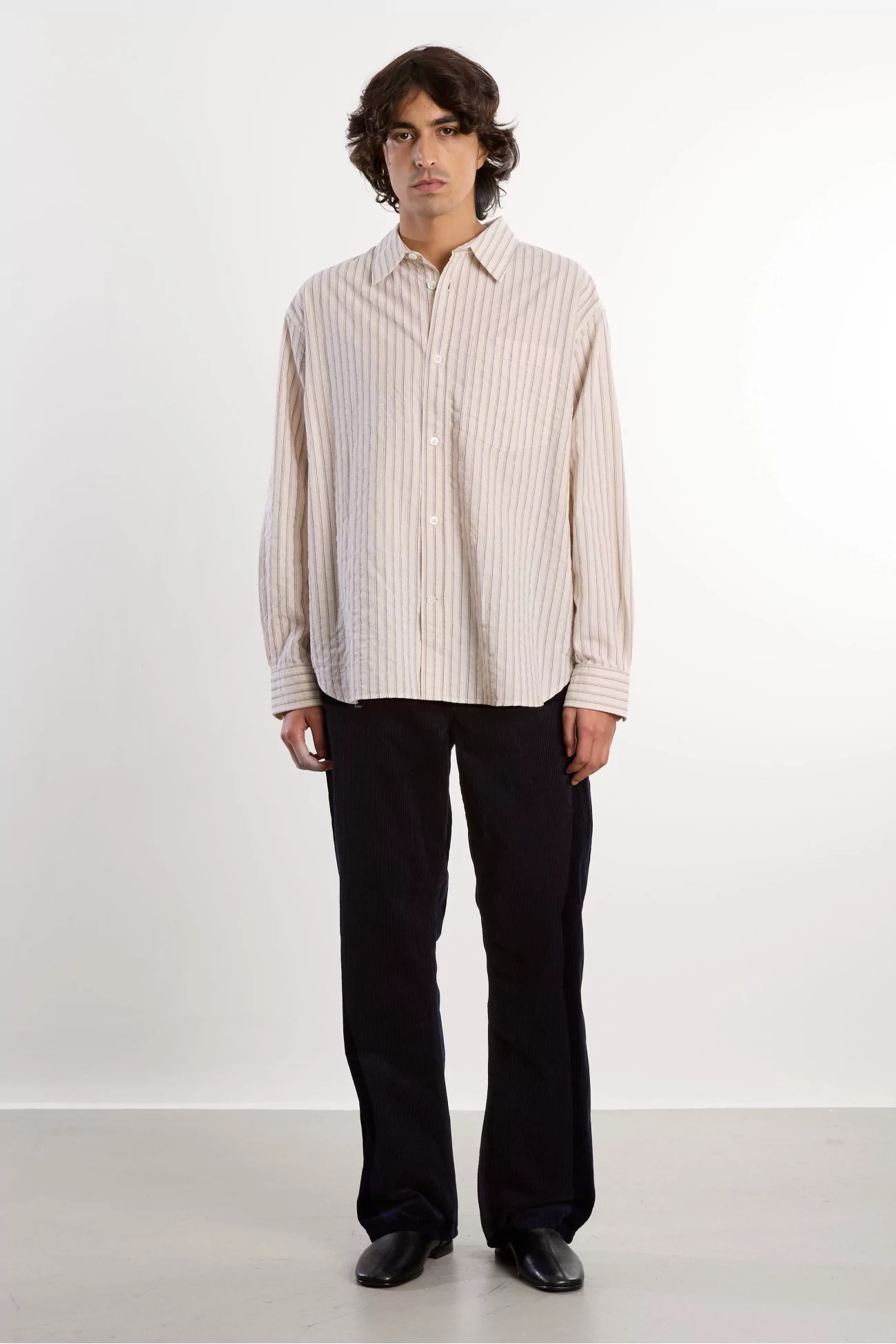 Chemise Rayée Oversize Homme Falster – Natural Ecru | Centre Commercial