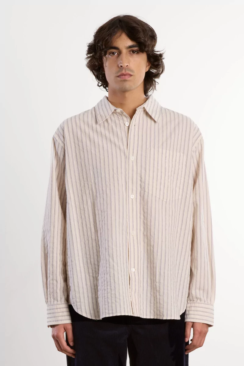 Chemise Rayée Oversize Homme Falster – Natural Ecru | Centre Commercial