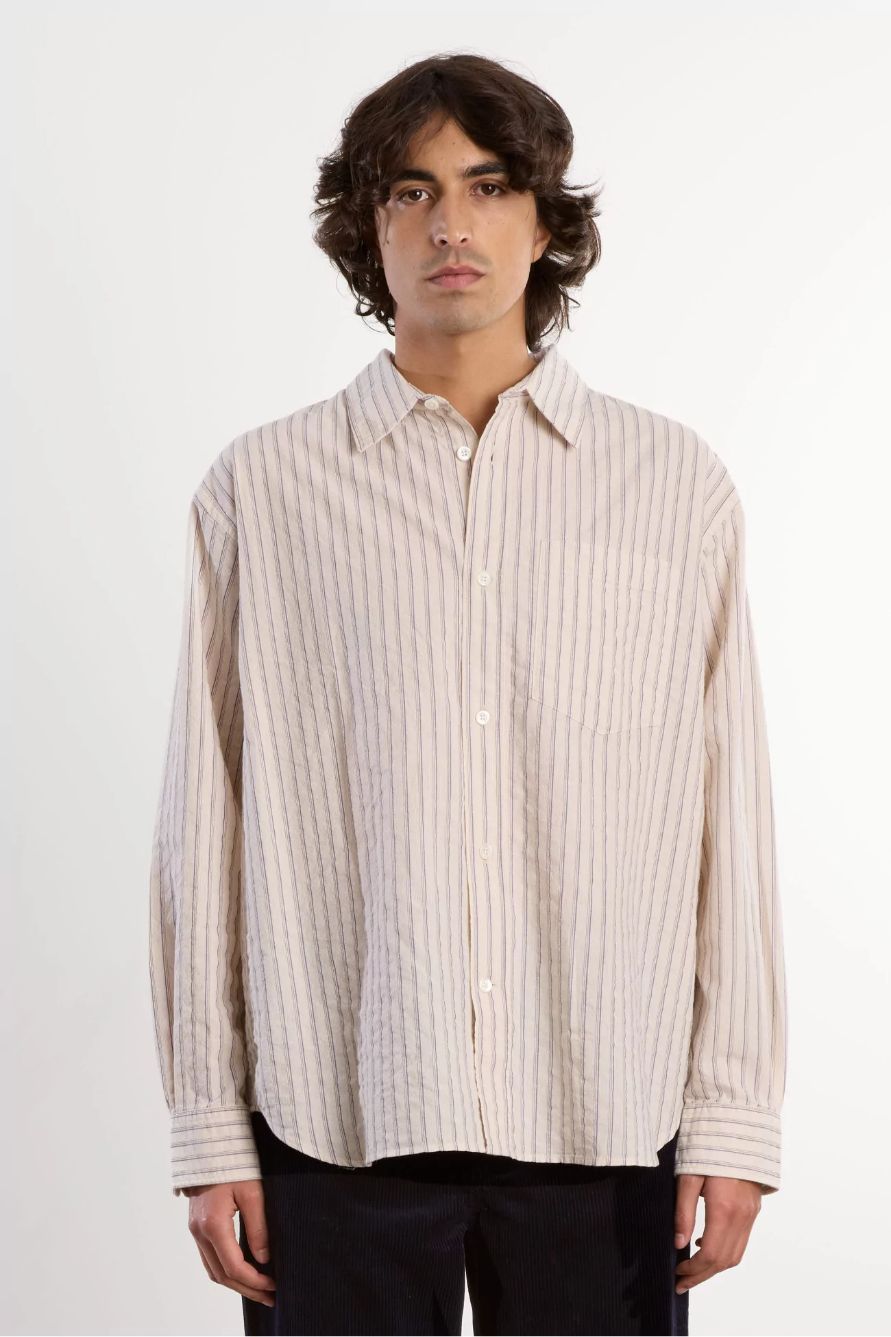 Chemise Rayée Oversize Homme Falster – Natural Ecru | Centre Commercial