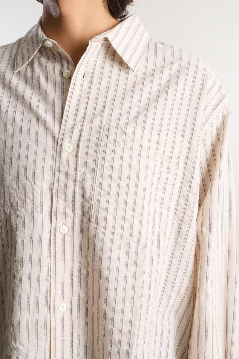 Chemise Rayée Oversize Homme Falster – Natural Ecru | Centre Commercial
