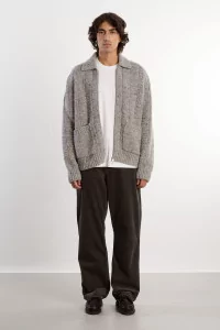 Veste en Maille Laine Donegal Aldrup – Light Grey Melange | Centre Commercial