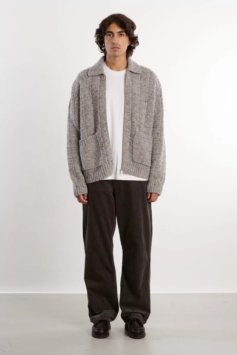 Veste en Maille Laine Donegal Aldrup – Light Grey Melange | Centre Commercial