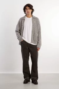 Veste en Maille Laine Donegal Aldrup – Light Grey Melange | Centre Commercial