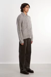 Veste en Maille Laine Donegal Aldrup – Light Grey Melange | Centre Commercial
