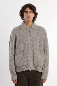 Aldrup Donegal Wool Knit Jacket – Light Grey Melange | Centre Commercial