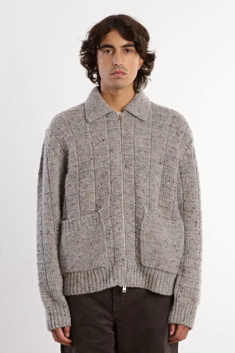 Aldrup Donegal Wool Knit Jacket – Light Grey Melange | Centre Commercial