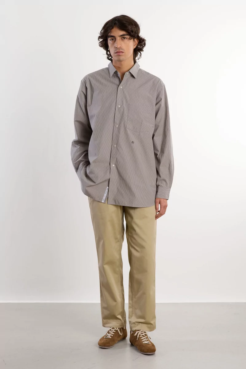 Nanamica Regular Collar Stripe Wind Shirt – Gray | Centre Commercial