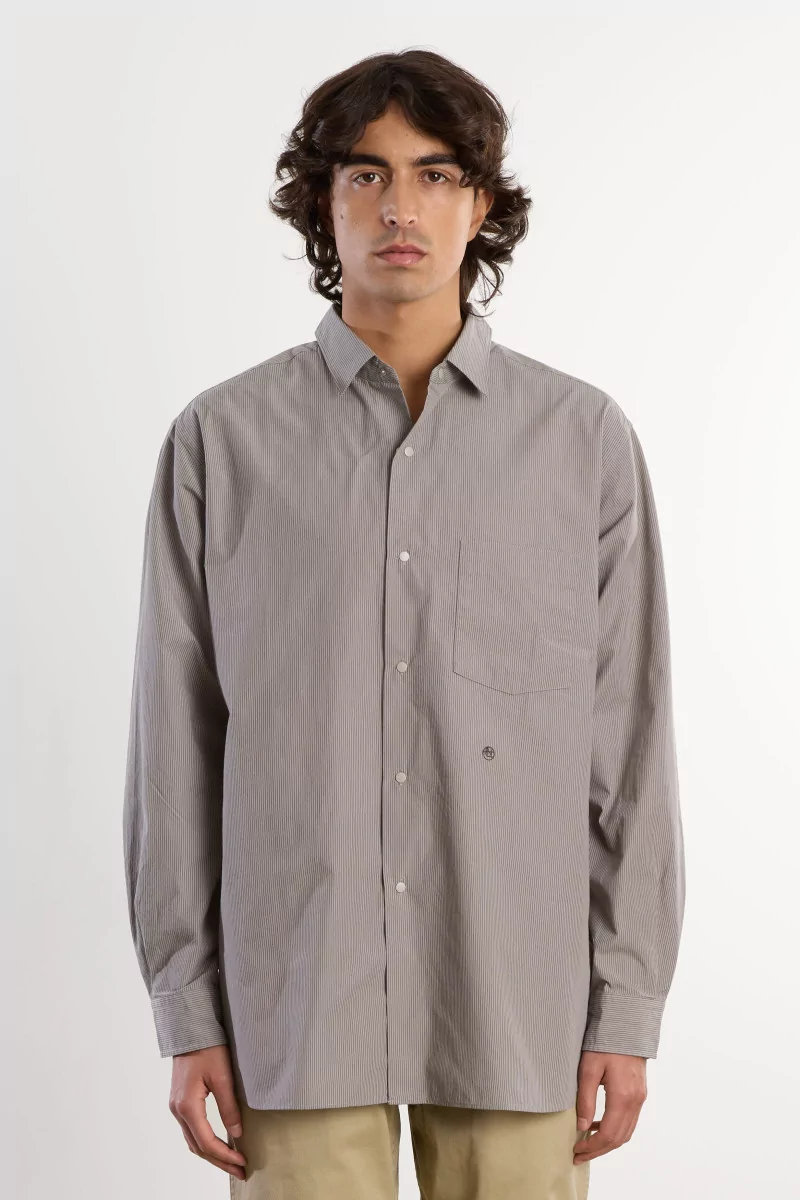 Nanamica Regular Collar Stripe Wind Shirt – Gray | Centre Commercial