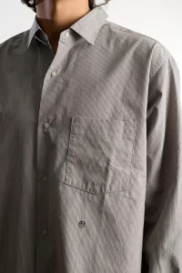 Nanamica Regular Collar Stripe Wind Shirt – Gray | Centre Commercial