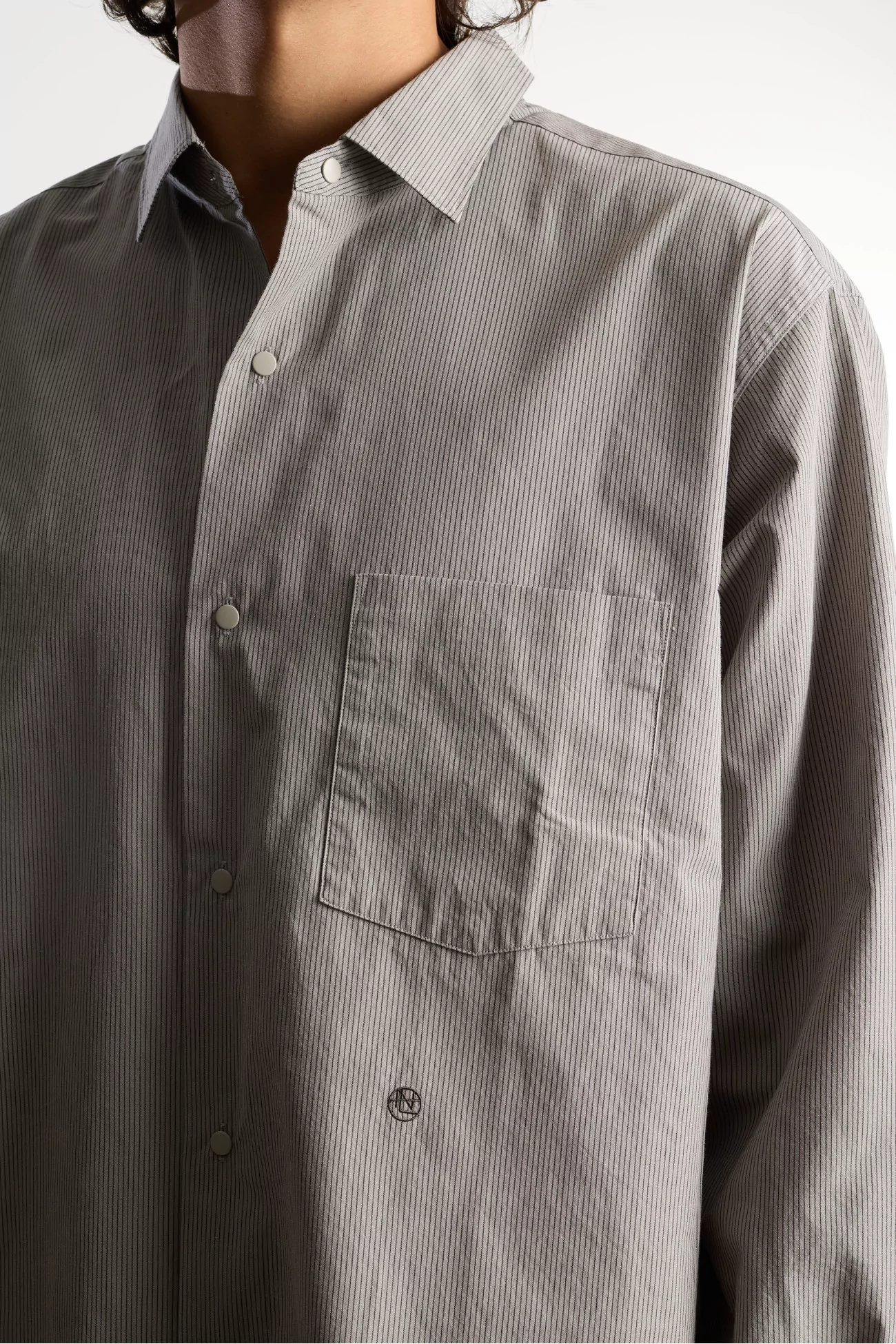 Chemise Rayée Homme Stripe Wind Nanamica – Gray | Centre Commercial