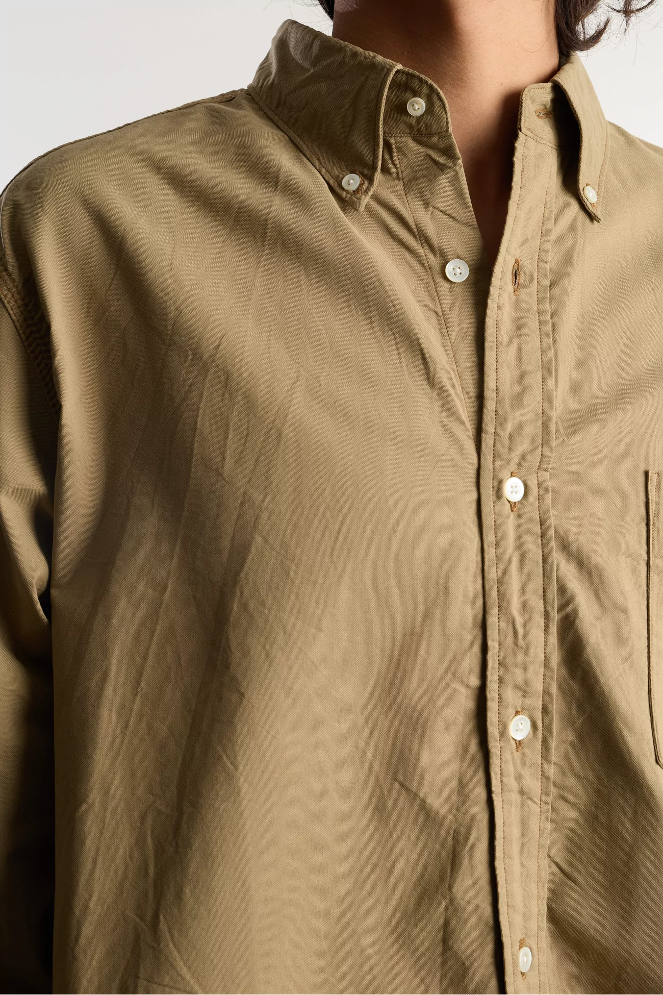 Chemise Oxford Button Down Wind Nanamica – Beige | Centre Commercial