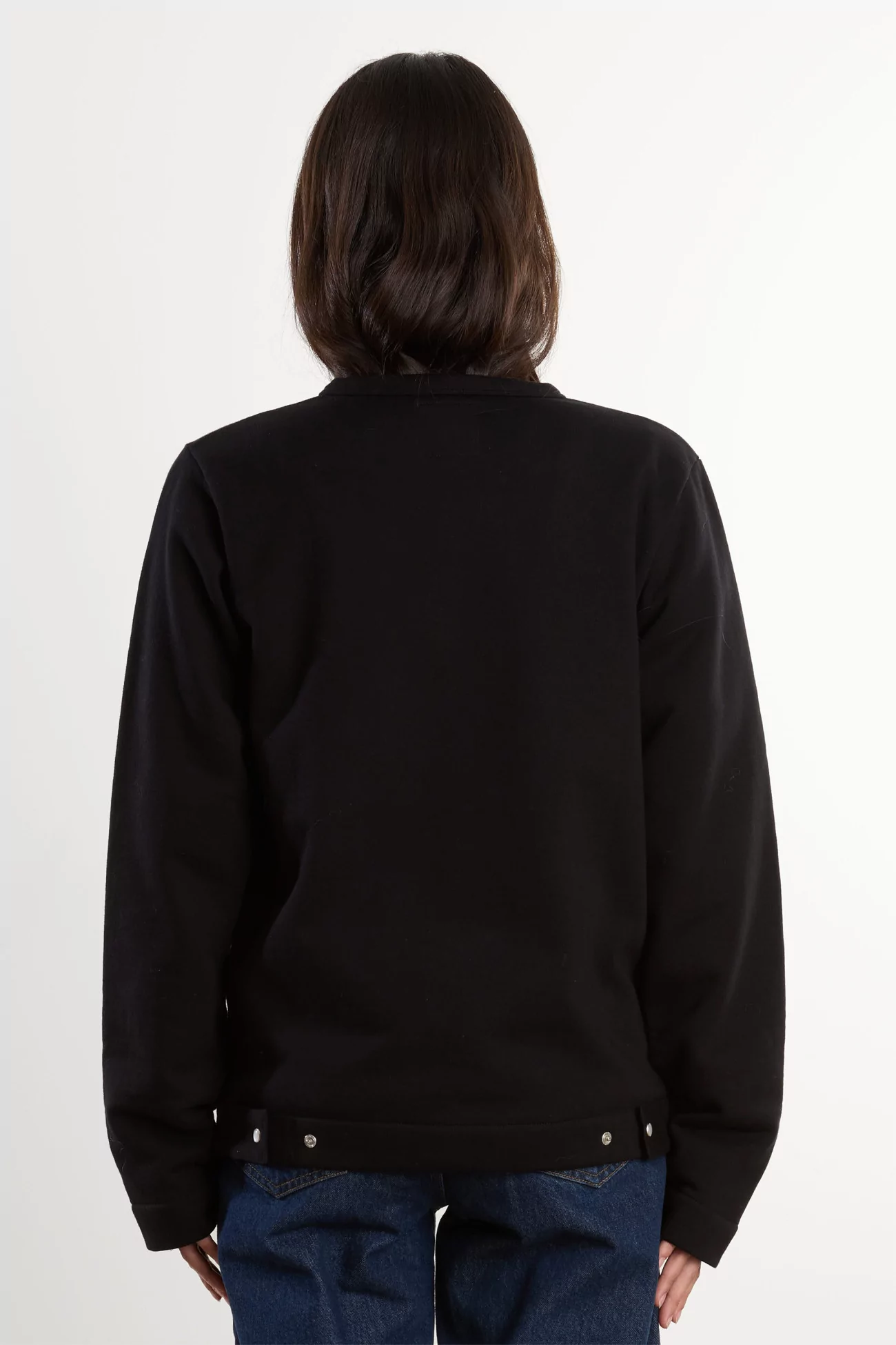 agnès b. Organic Cotton Fleece Snap Cardigan – Noir | Centre Commercial