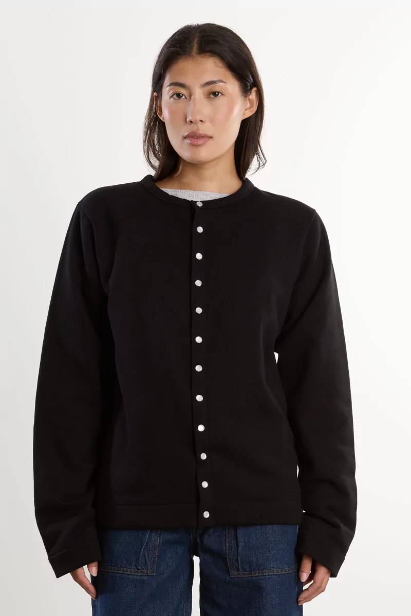 Cardigan Pression Molleton Coton Bio agnès b. – Noir | Centre Commercial