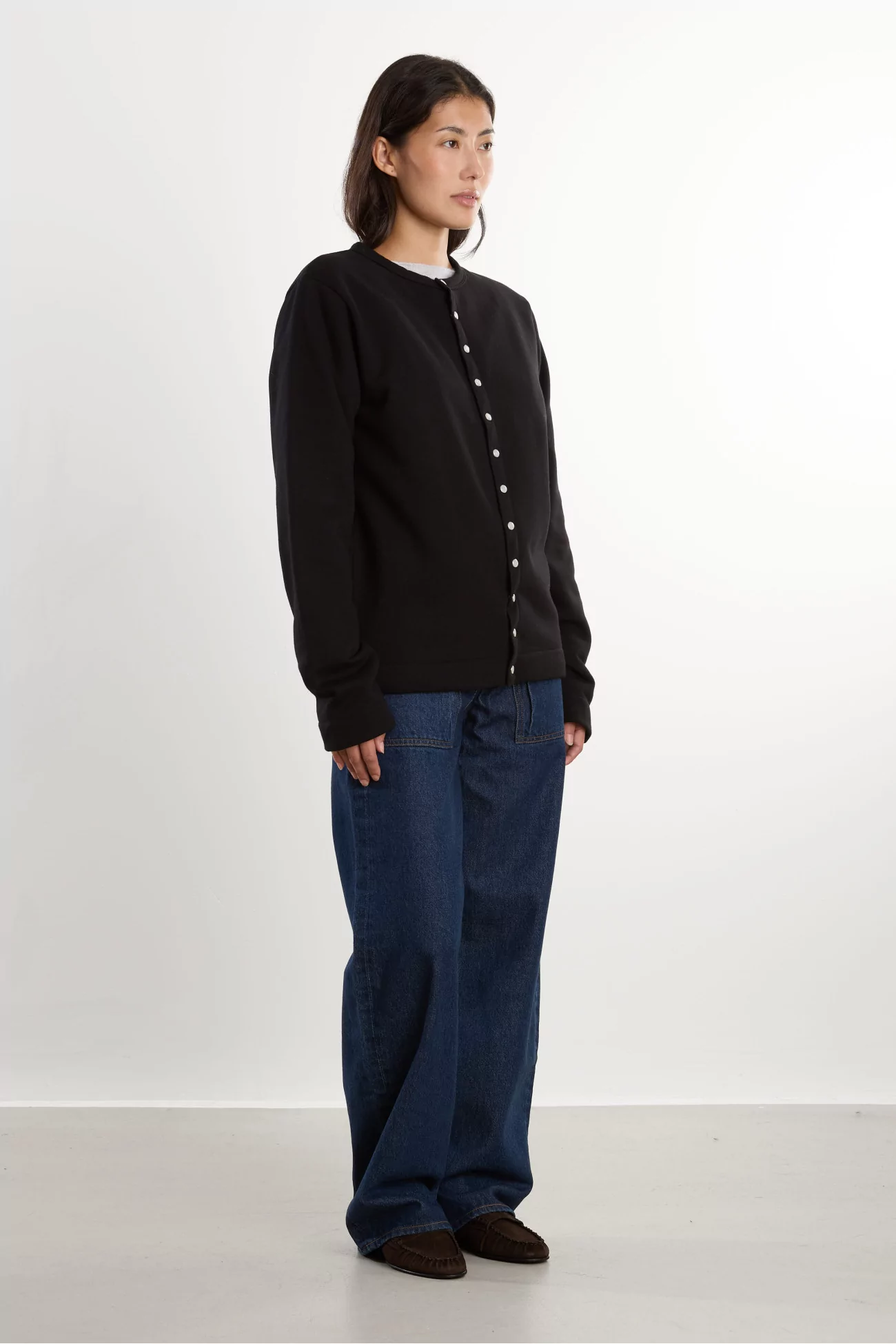 Cardigan Pression Molleton Coton Bio agnès b. – Noir | Centre Commercial