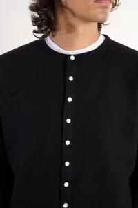 Cardigan Pression Molleton Coton Bio agnès b. – Noir | Centre Commercial